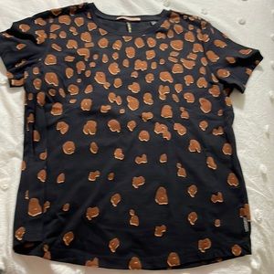 Scotch & Soda short sleeve top. Black with raised velvet spots